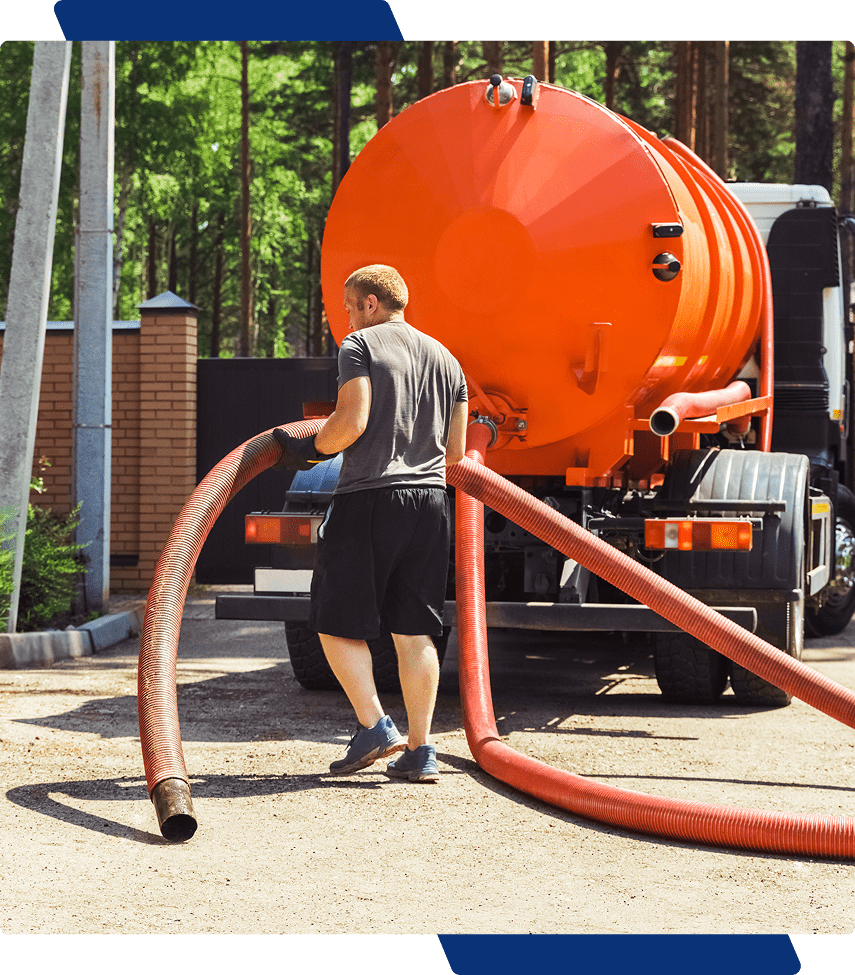 Septic service truck in action