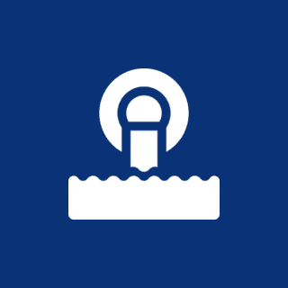 Water faucet icon on blue background